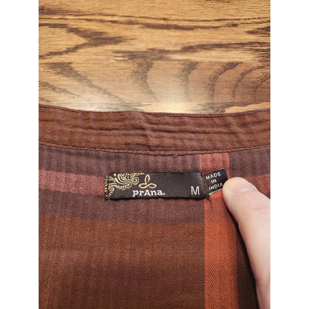 Prana Sugar Pine Dress Gauze Organic Cotton Wedged Wood Plaid Size Medium Lined - Picture 5 of 11